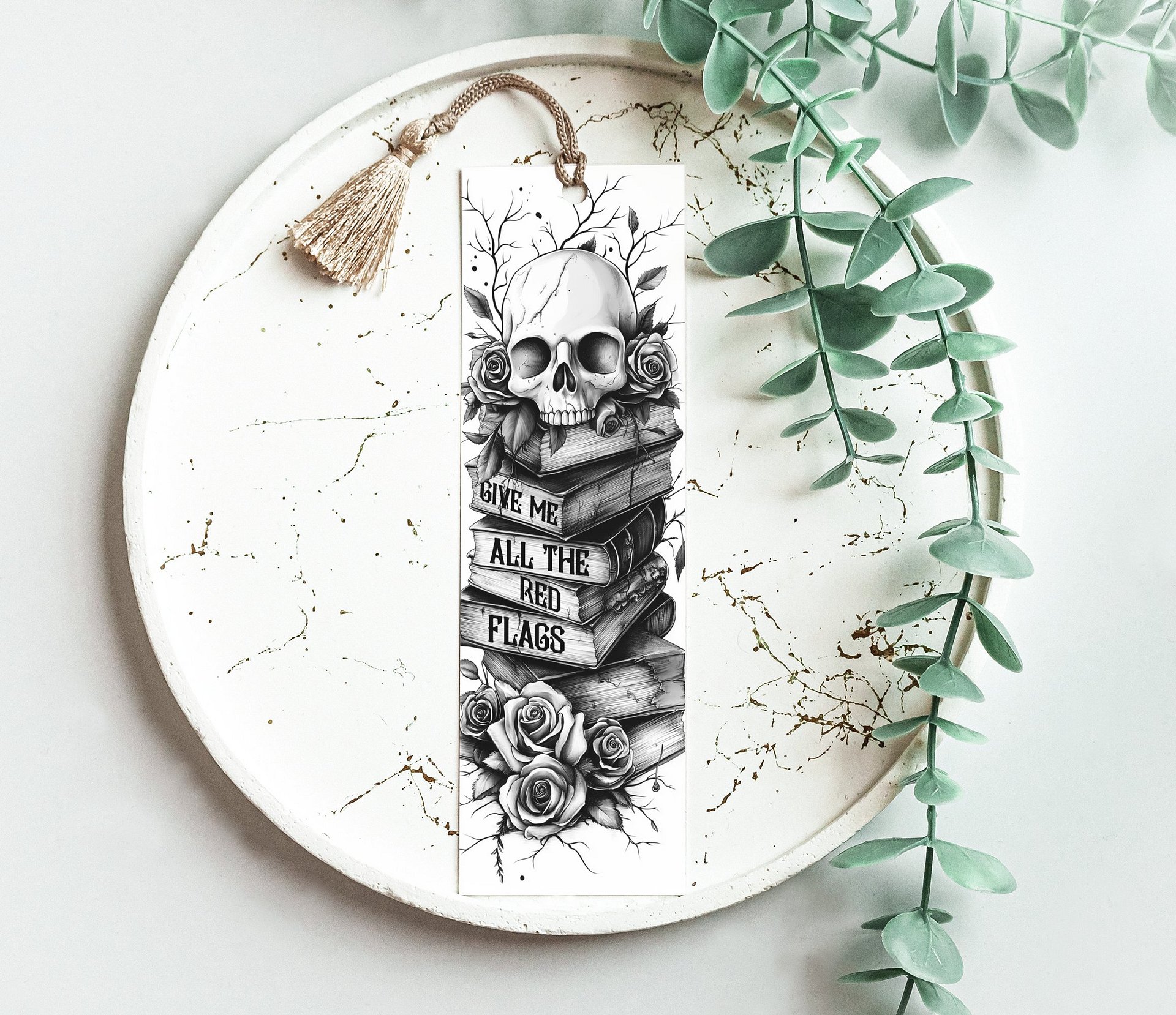 Skull Roses Vintage Bookish Bookmark PNG, Printable Bookmark, Spicy Dark Romance Smut Book Reader Phrases, Instant Digital Download product image (4)