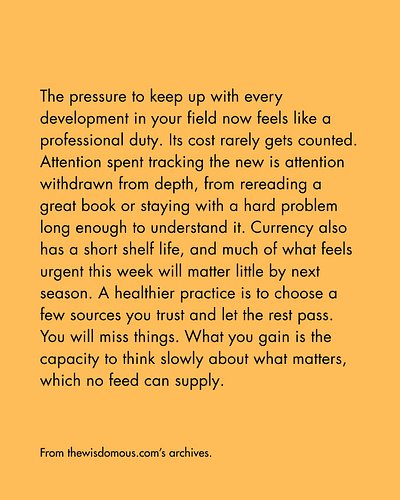 on thinking slowly about what matters.