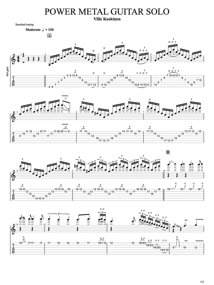 Power Metal guitar solo (guitar tabs) product image (1)