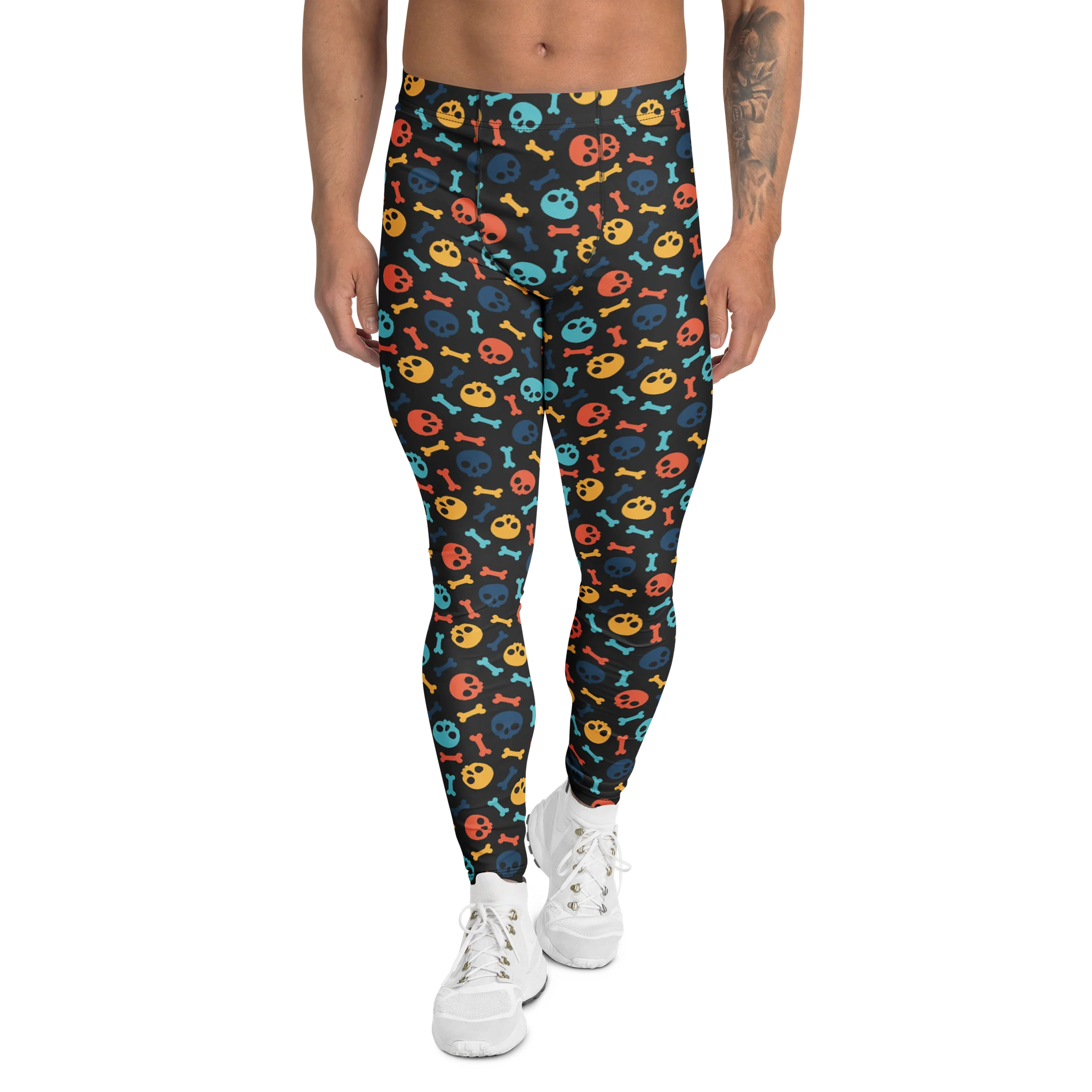 Colorful Skulls and Cross Bones Men's Leggings product image (1)