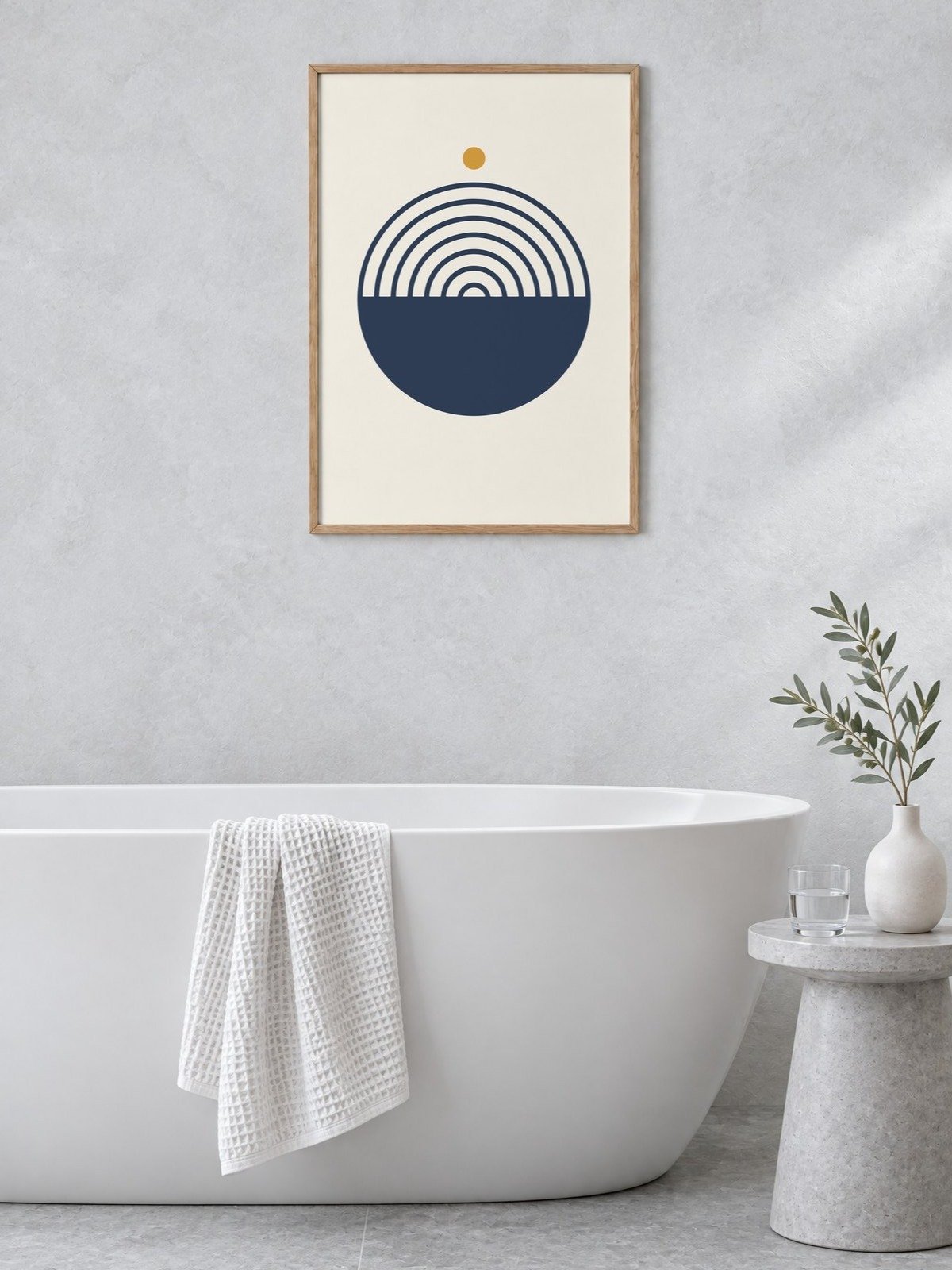 Navy and Mustard Rainbow Print | Abstract Bathroom Wall Art product image (2)