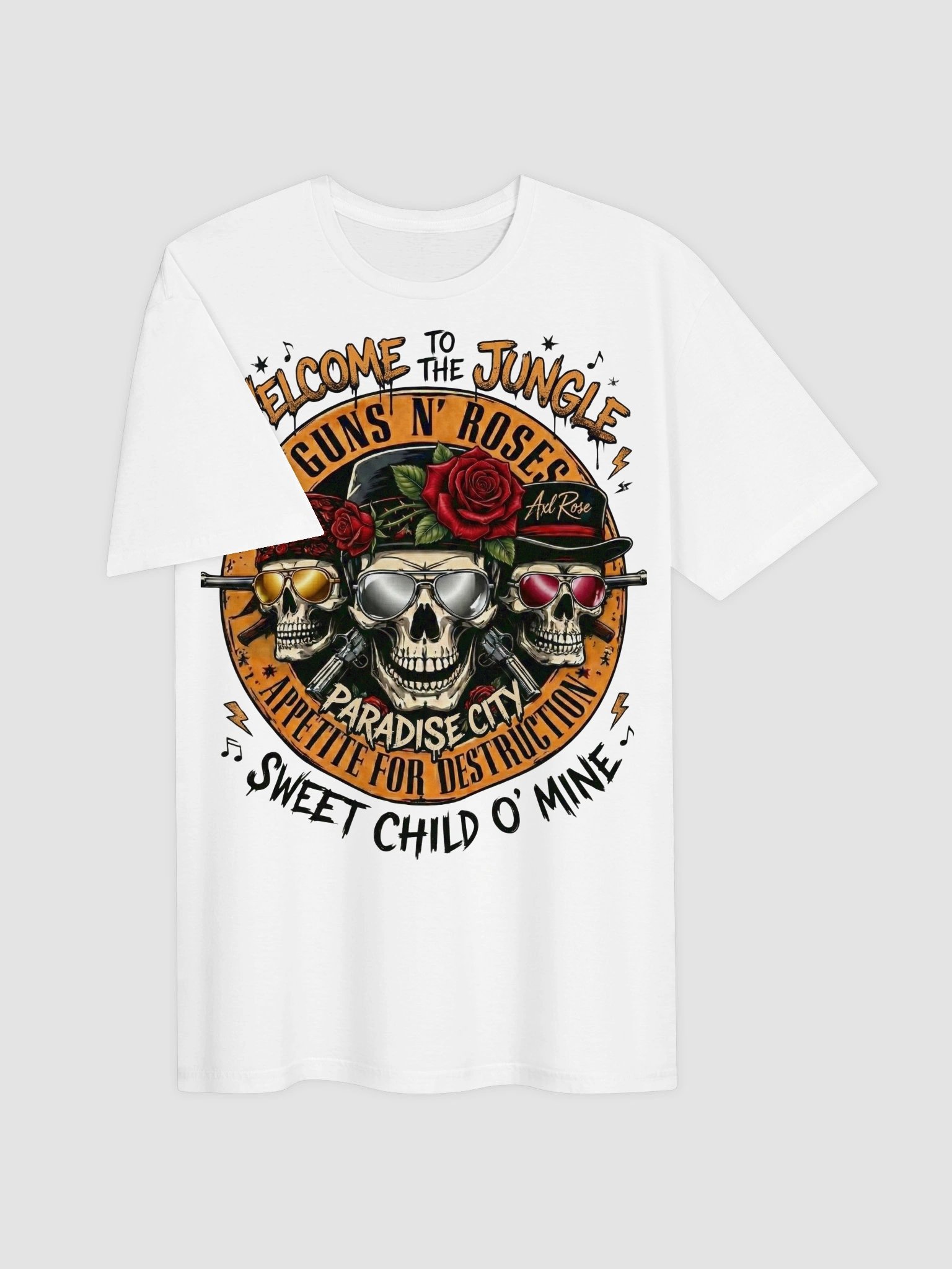 Guns N Roses T-Shirt Welcome To The Jungle | Skull Rose Appetite For Destruction Graphic Tee | Vintage 80s Hard Rock product image (3)