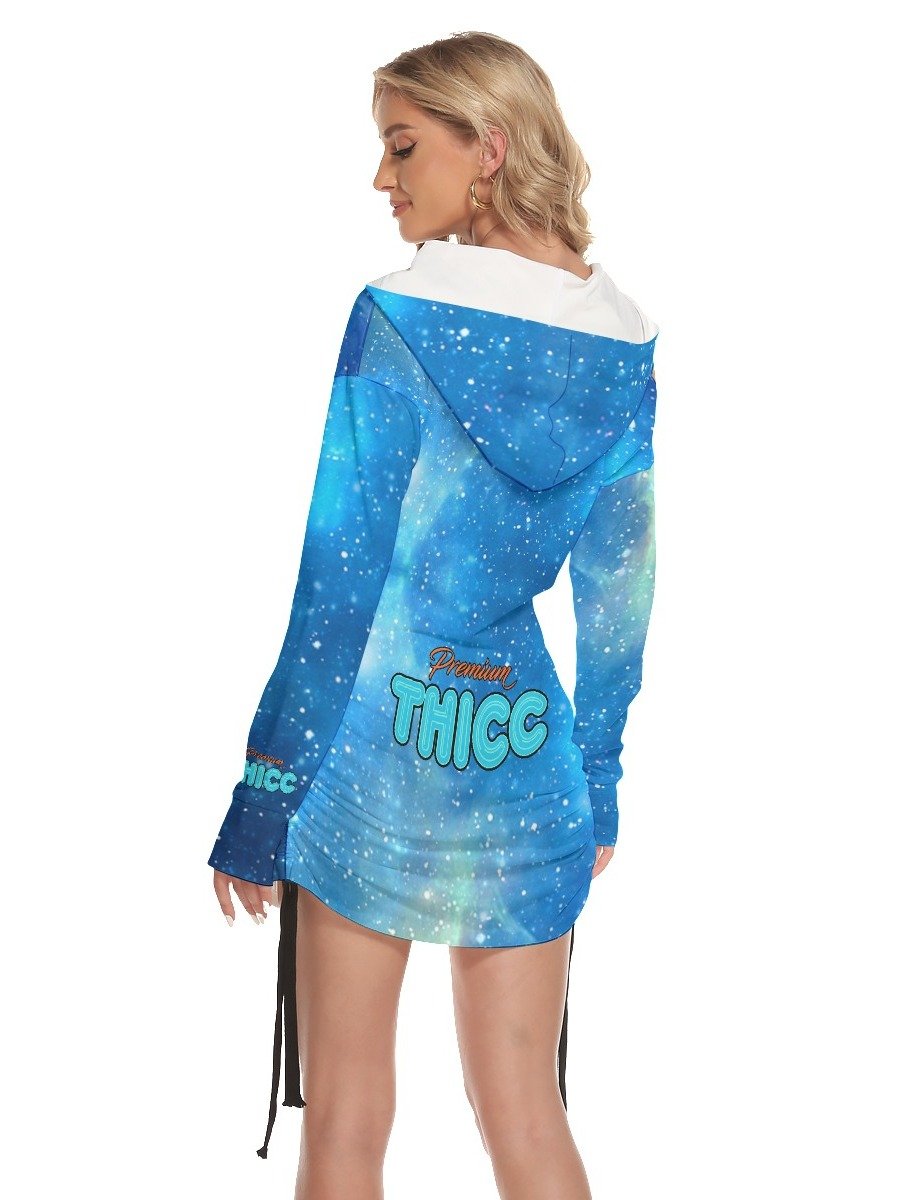 Shining Curiosity Women's Off-One-shoulder Hoodie Dress With Waist Shirring by Premium Thicc product image (1)