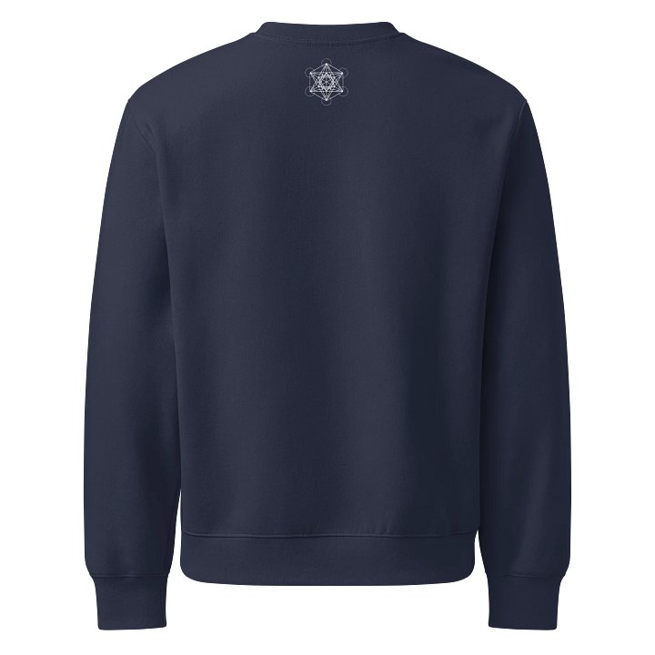 Navy Blue Sweater – White Metatron’s Cube (Front & Back Design) product image (2)
