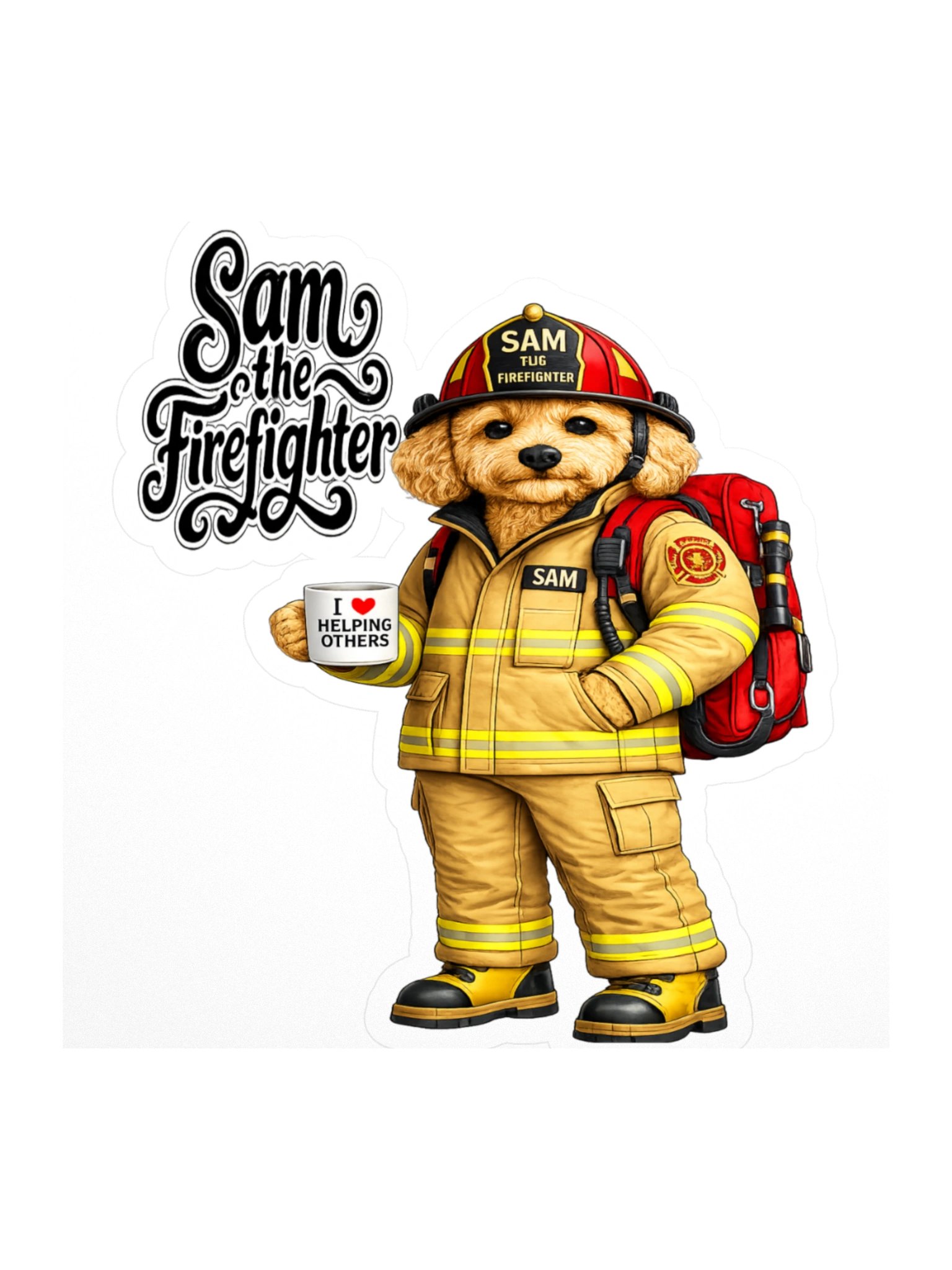 Sam the Firefighter Dog Kiss Cut Sticker product image (1)
