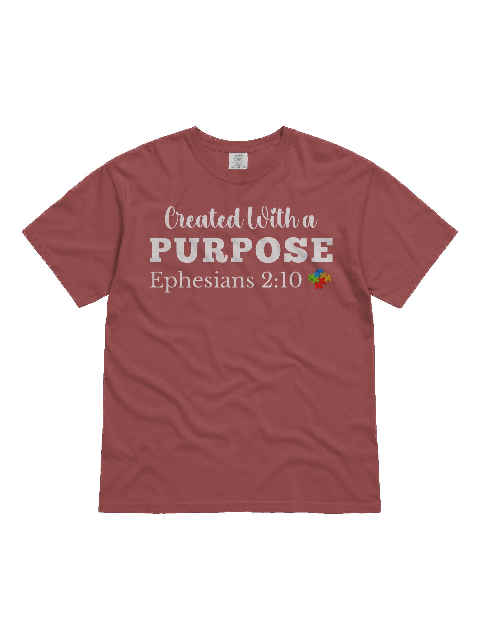 Created With A Purpose : Comfort Colors T-shirt | Christian Faith | Autism Acceptance I Gift To Mom, Dad, Child With Autism product image (2)