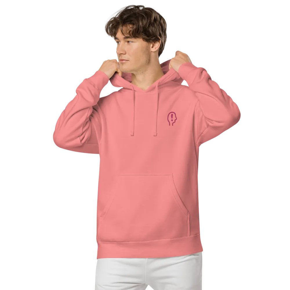 EXCLAIMING MENTALLY (pink) embroidered pigment hoodie product image (7)