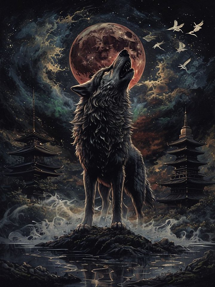 Mystical Howling Wolf Framed Poster product image (1)