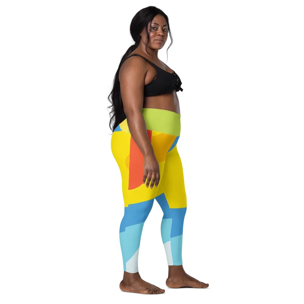 All-Over Yellow/Orange/Aqua Geometric Leggings product image (3)