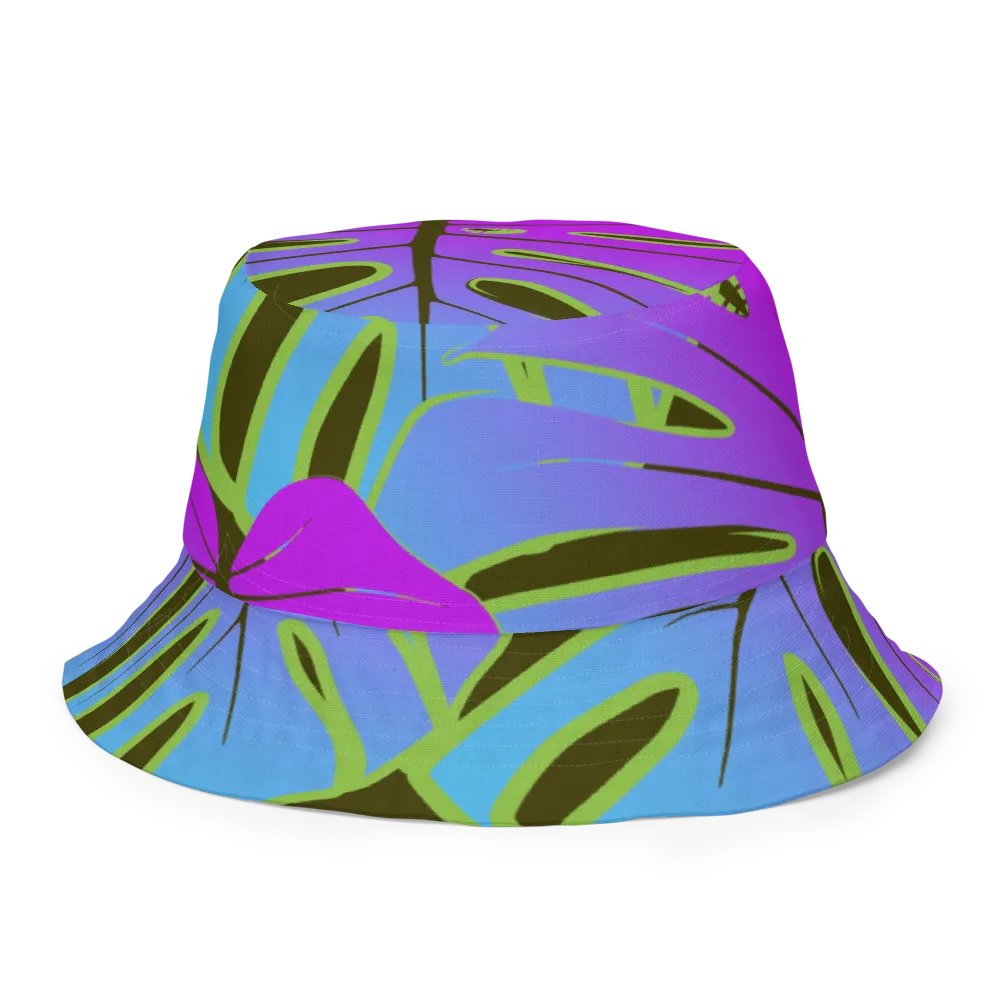 Dark Mode Neon Monstera Madness Reversible Bucket Hat product image (9)