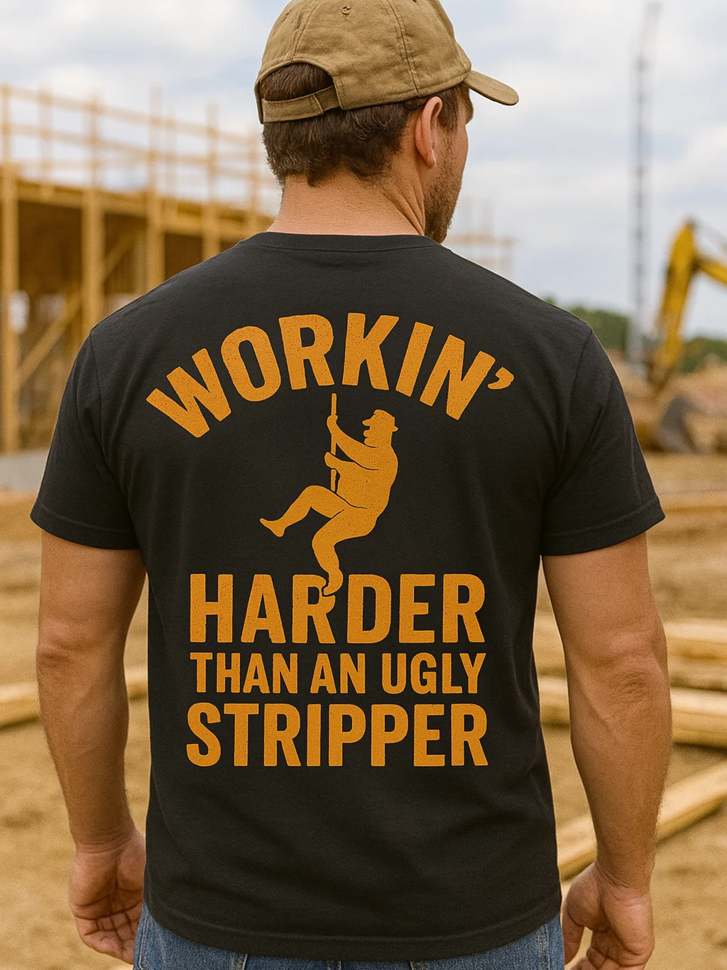 Workin' Harder Than An Ugly Stripper Shirt (Back Printed) product image (3)