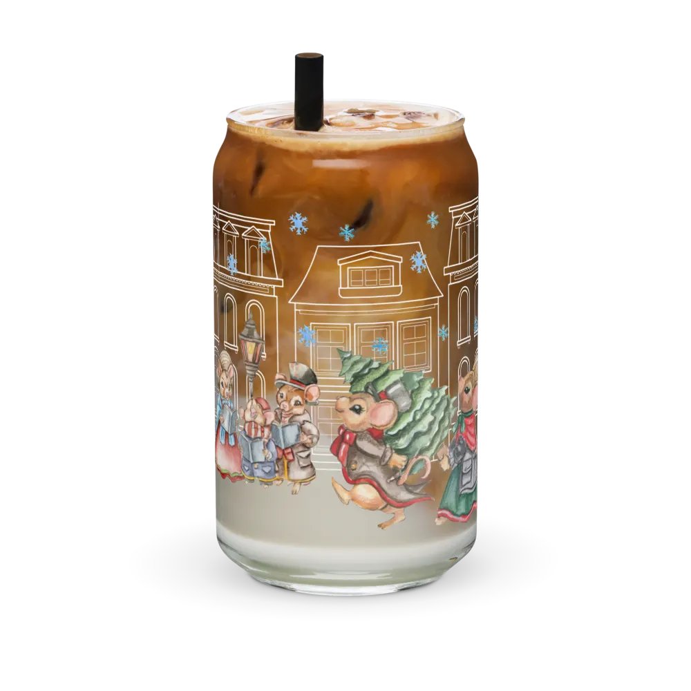 Prelude To Christmas Glass Can Tumbler | 16oz Holiday-Themed Drinkware | Festive Winter Scene Design product image (1)