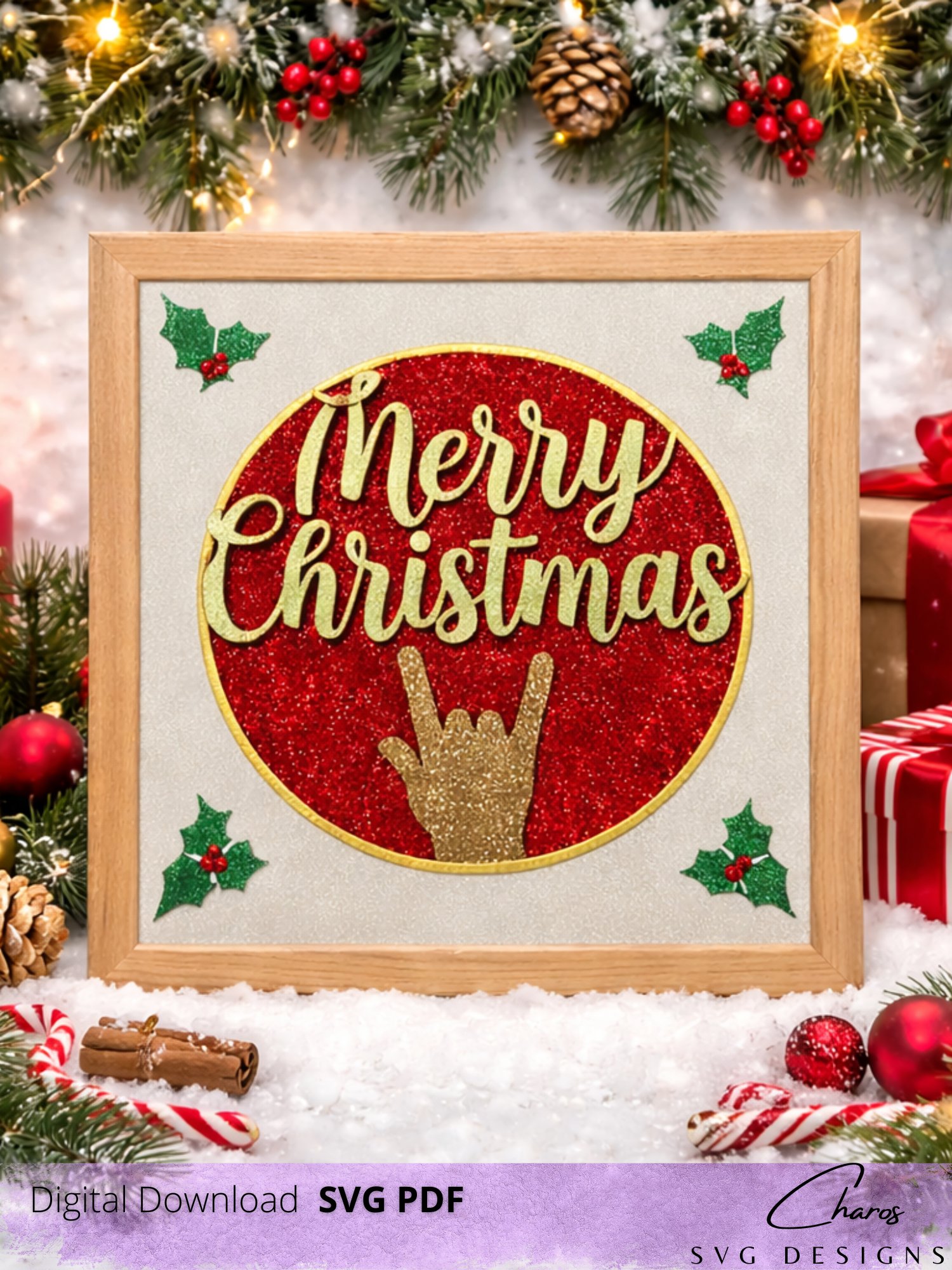 3D ASL Merry Christmas SVG Layered Shadow Box Design product image (7)