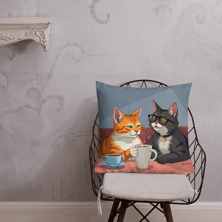 Premium Pillow-Caffeinated Cat Companions product image (1)