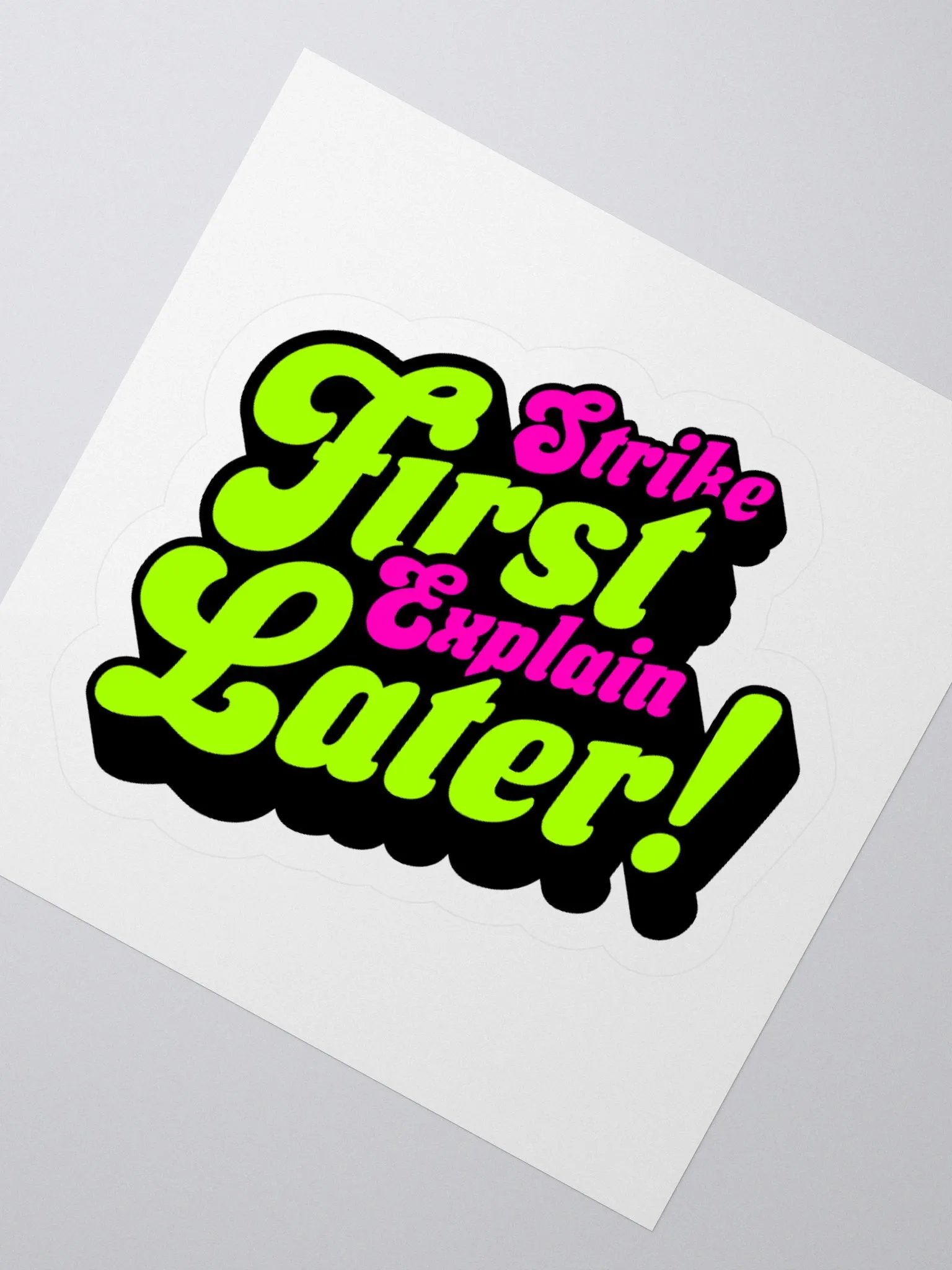 Strike First, Explain Later! Colorful Gaming Sticker – Perfect for Strategy & MMORPG Fans product image (2)