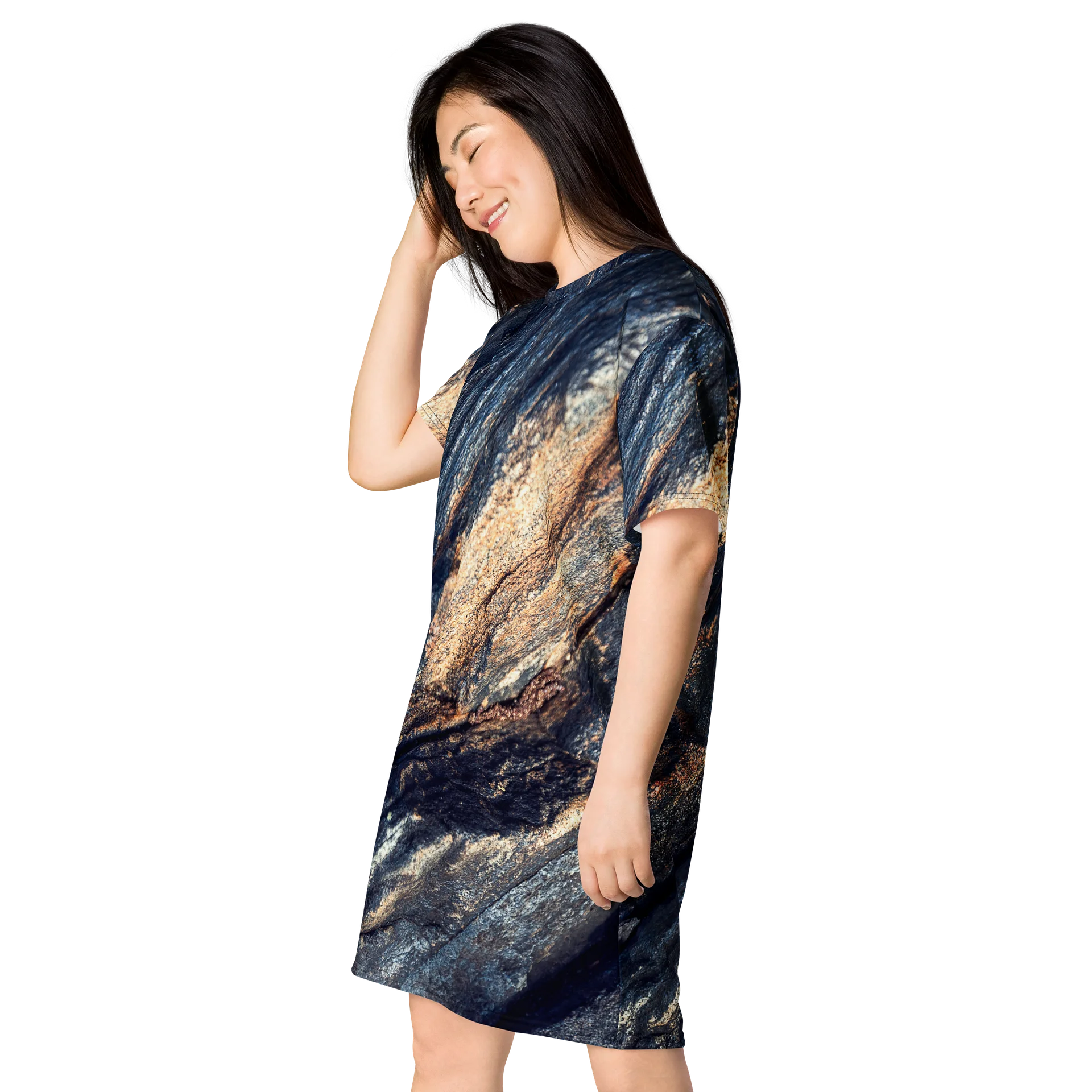 Obsidian Vein Women's All-Over Print Dark Mineral T-Shirt Dress product image (3)