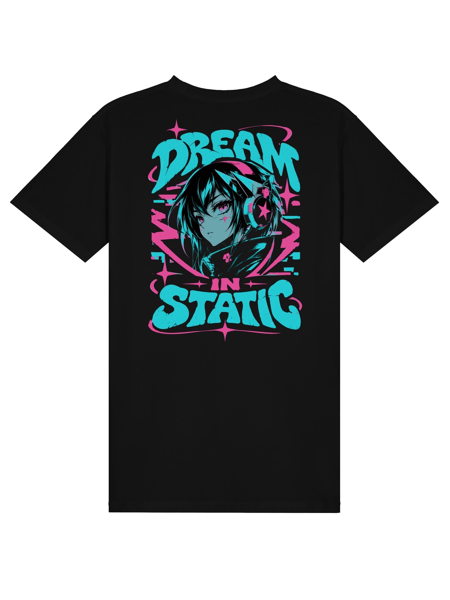Dream In Static Cyberpunk Anime Girl T-Shirt | Y2K Aesthetic Back Print Tee product image (1)