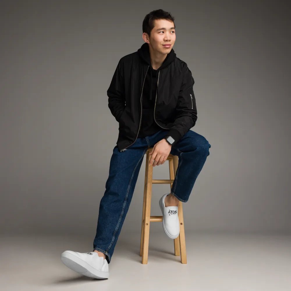 Exclusive TDS Music Design Men's White Canvas Slip-On Shoes - Handmade for Comfort and Style product image (9)