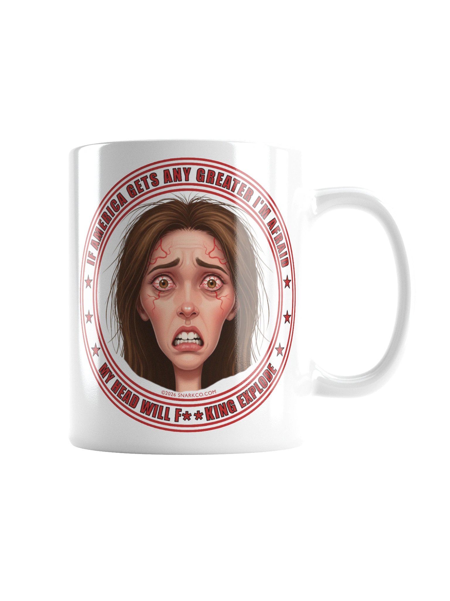 Political message white ceramic mug says: "If America Gets Any Greater My Head Will F**king Explode" product image (4)