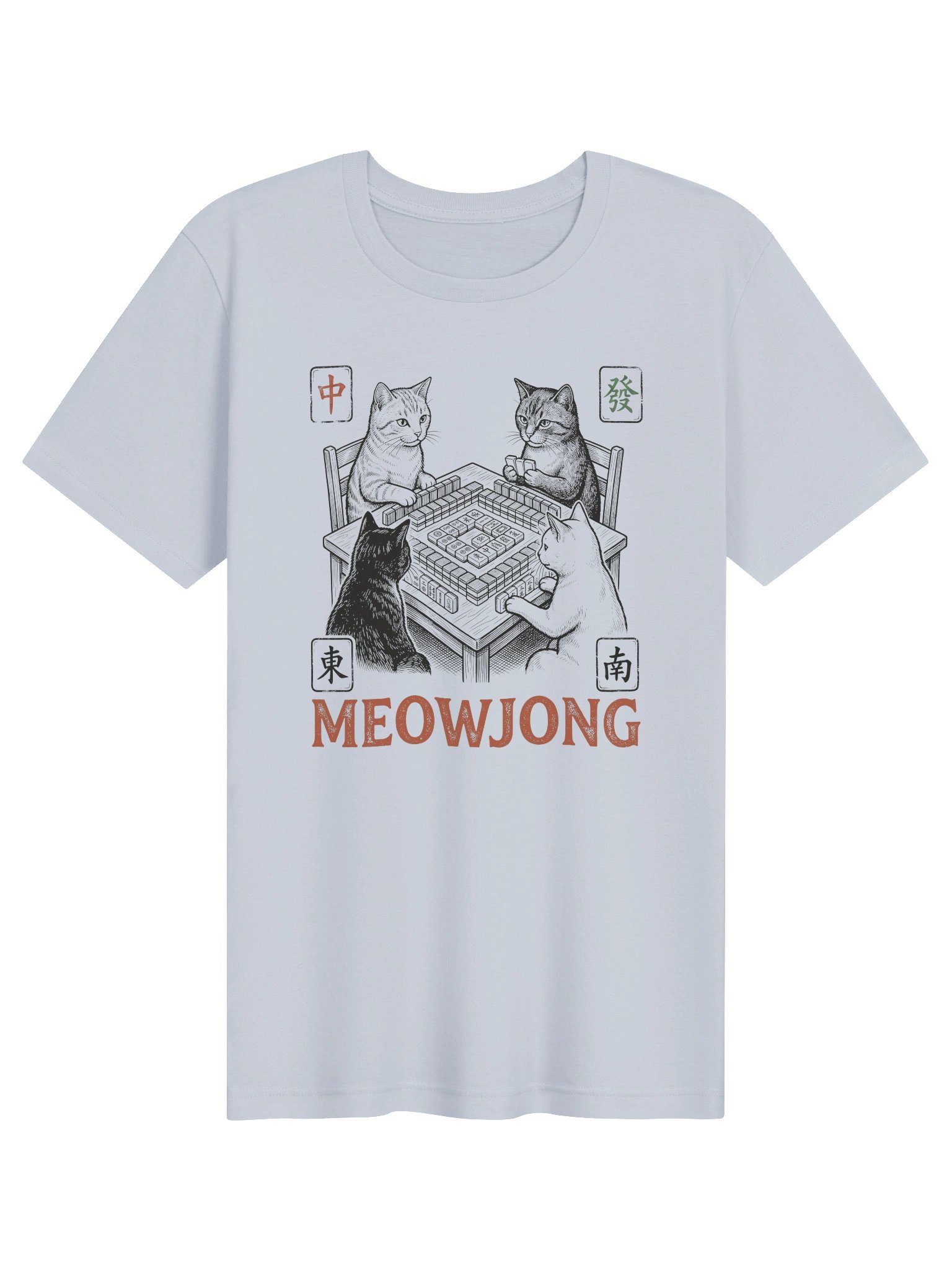 Meowjong Cat Mahjong T-Shirt | Funny Mahjong & Cat Lover Tee product image (1)