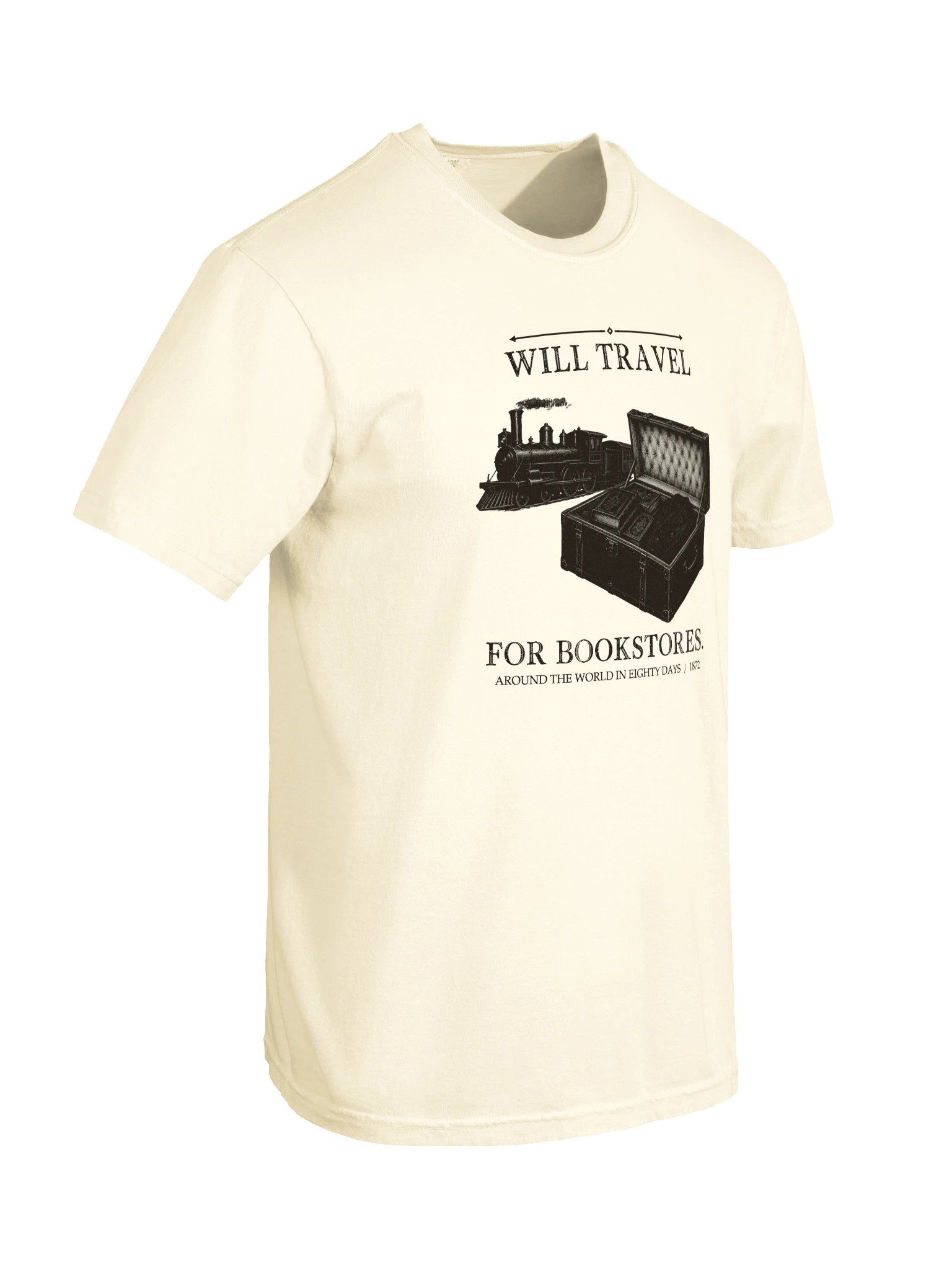 Will Travel For Bookstores -- Around the World in Eighty Days Tee (Light) product image (21)