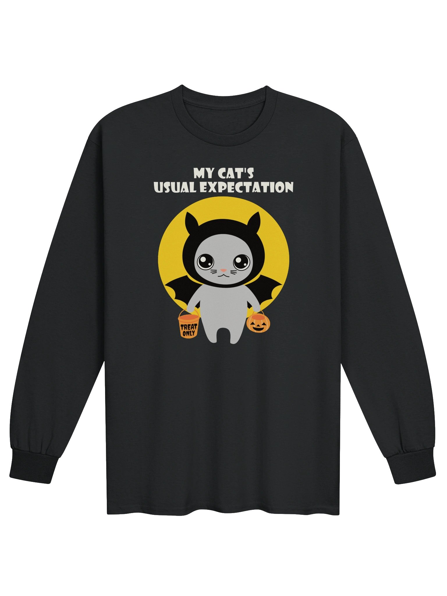 Halloween Cat (Expectation of Treats) - Unisex Adult Heavyweight Long Sleeve T-shirt product image (1)