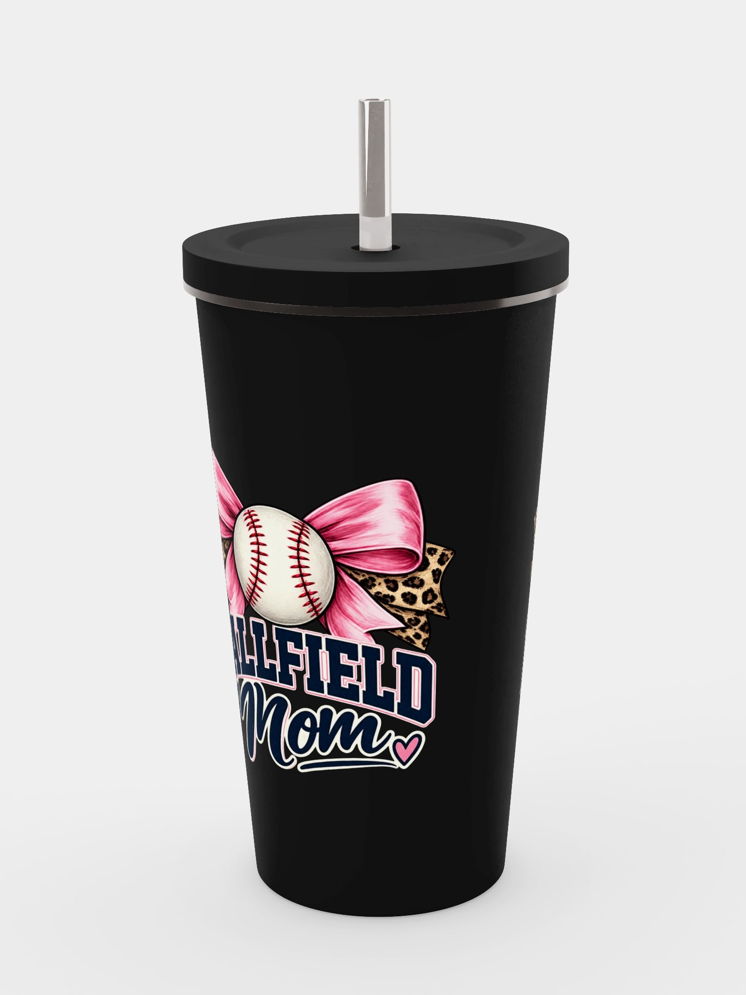 Leopard Bow Softball Tumbler | Ballfield Mom Cup product image (5)