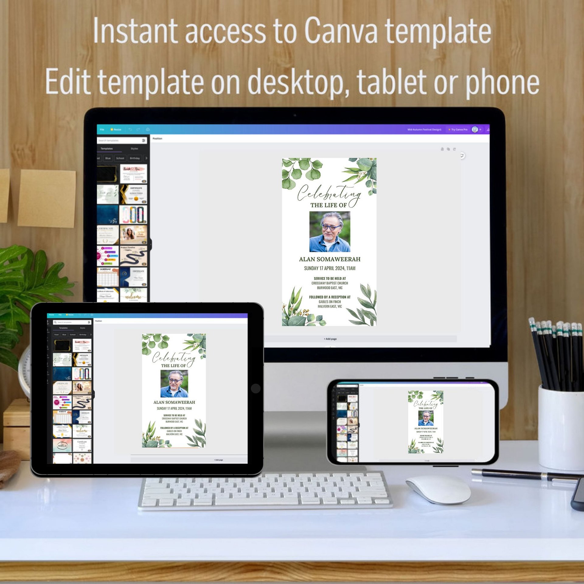 Green Leaves Evite Canva Template product image (2)