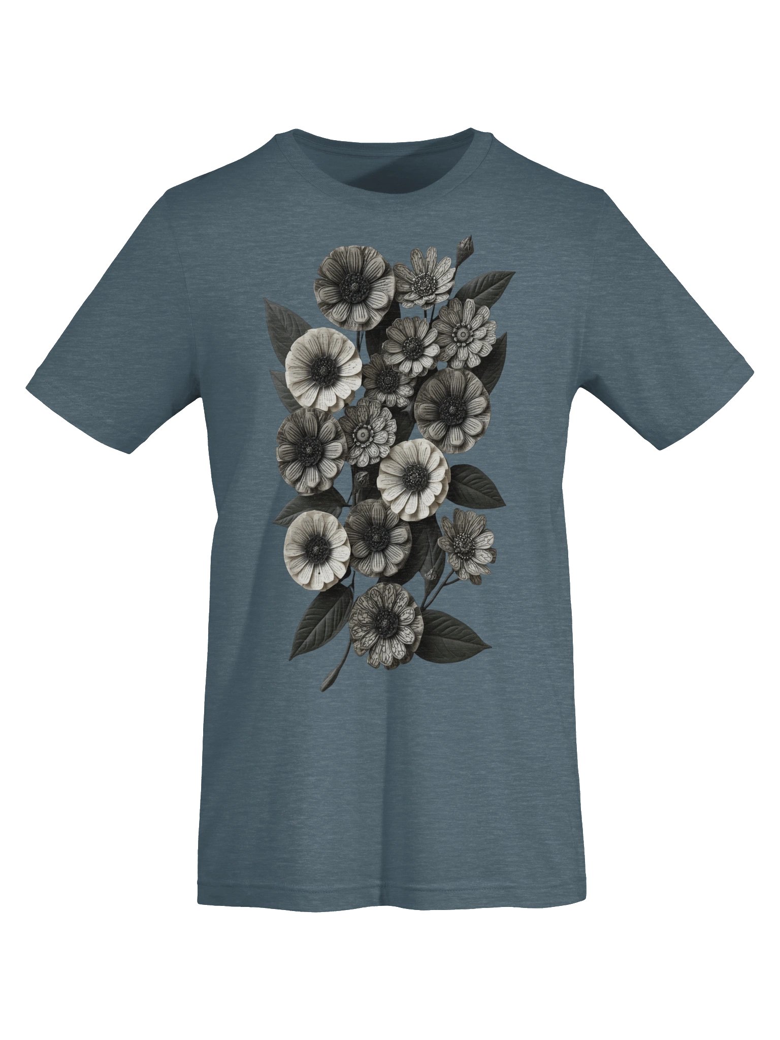Monochrome Floral Graphic Tee, Botanical Flower Shirt, Minimalist Nature Graphic product image (6)