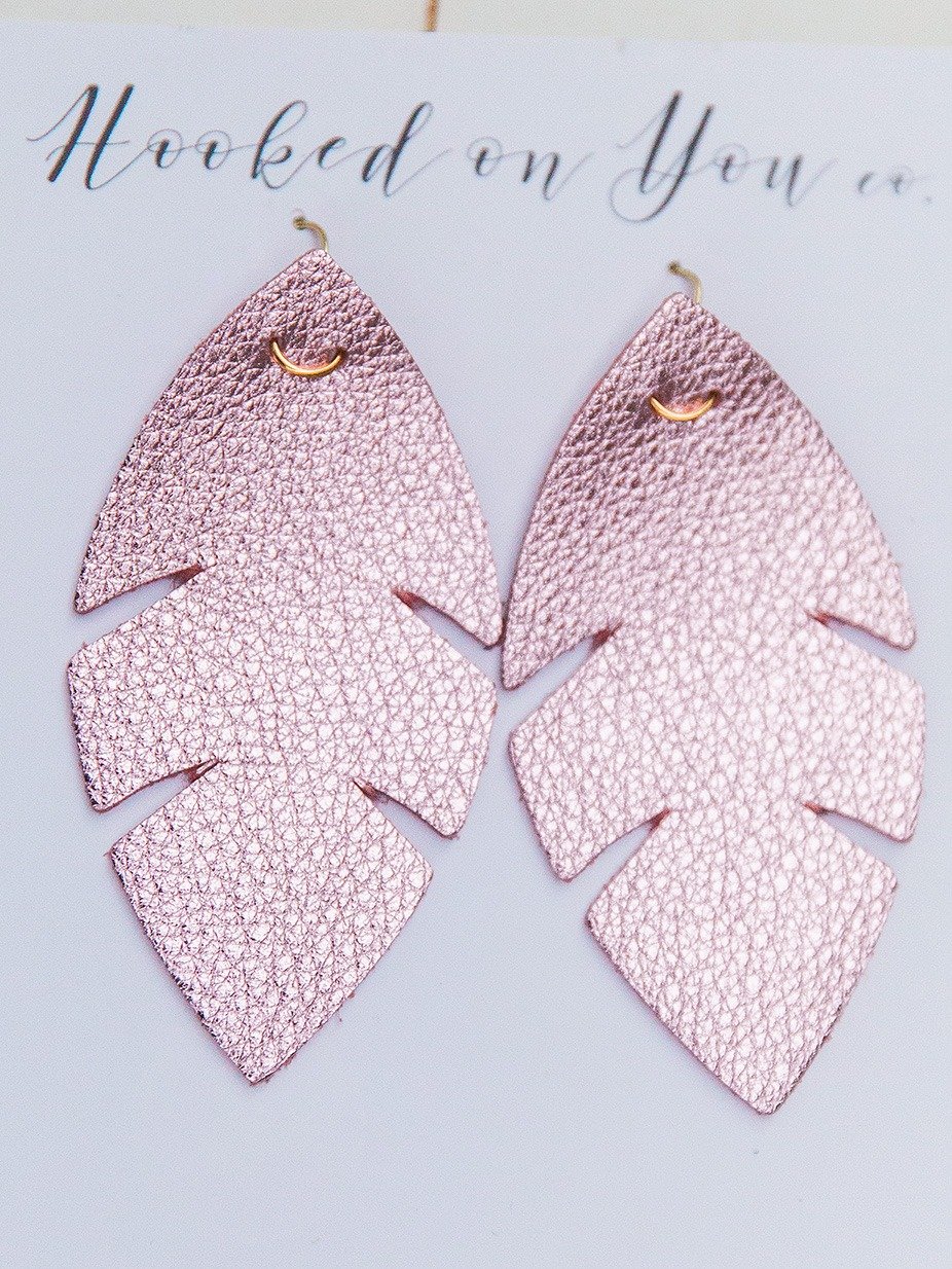 Pink Palm Leather Earrings product image (2)