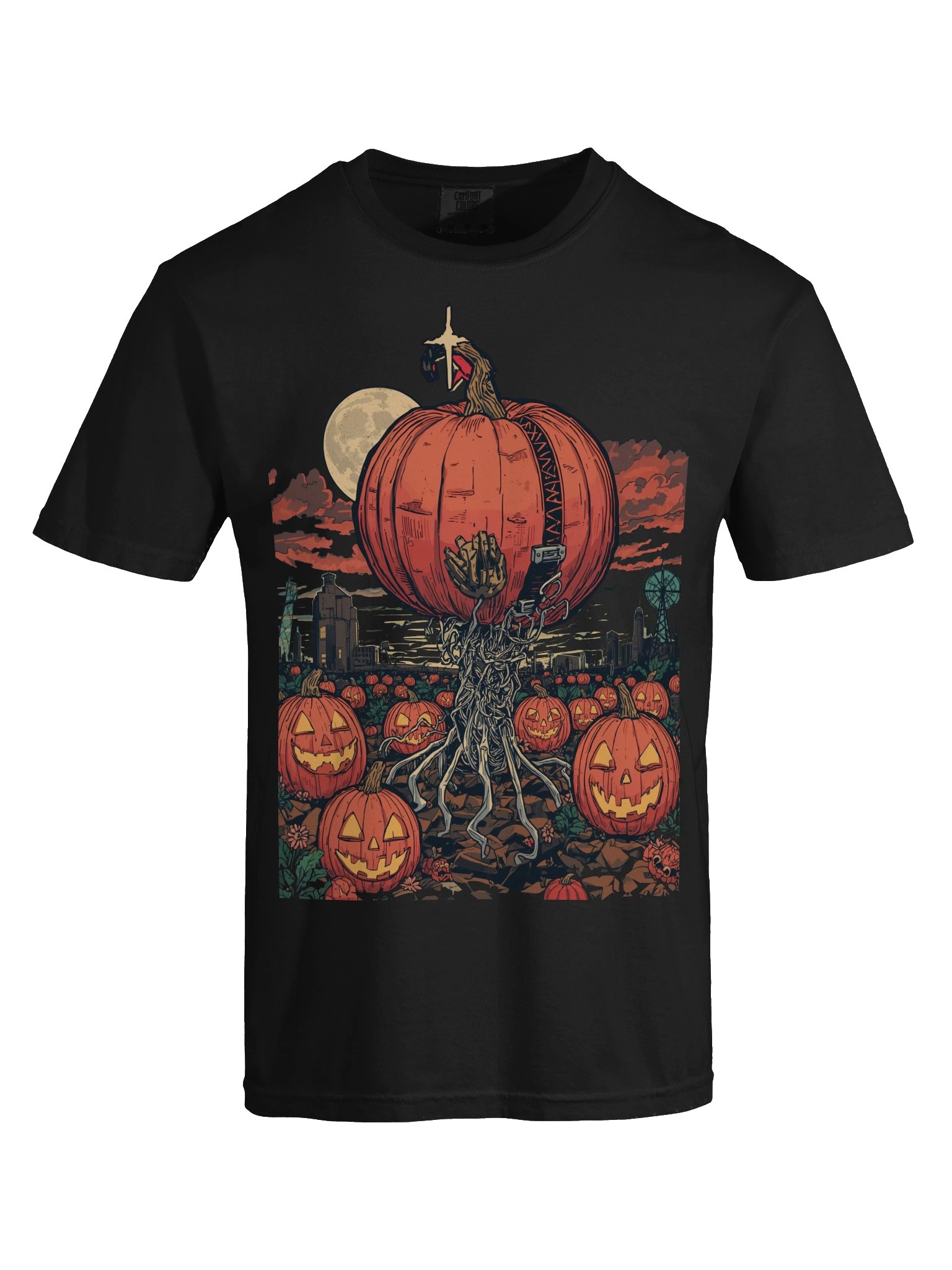 Moonlit Pumpkin City Halloween Heavyweight T-Shirt product image (2)