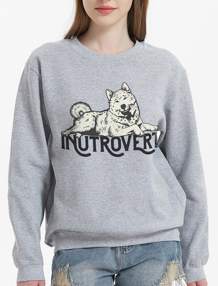 Inutrovert Sweatshirt of an Akita Inu (White) | Funny Shirt for Akita Paw-rents product image (2)