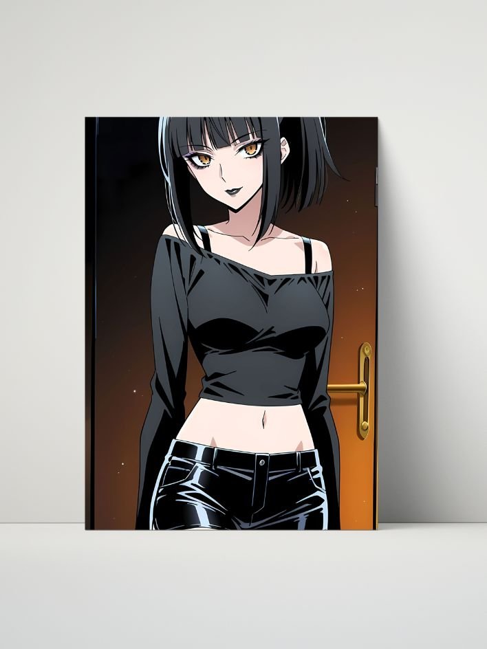Metal Print - Luna Rain Original Character Black Off-Shoulder Top - 8x10 product image (1)