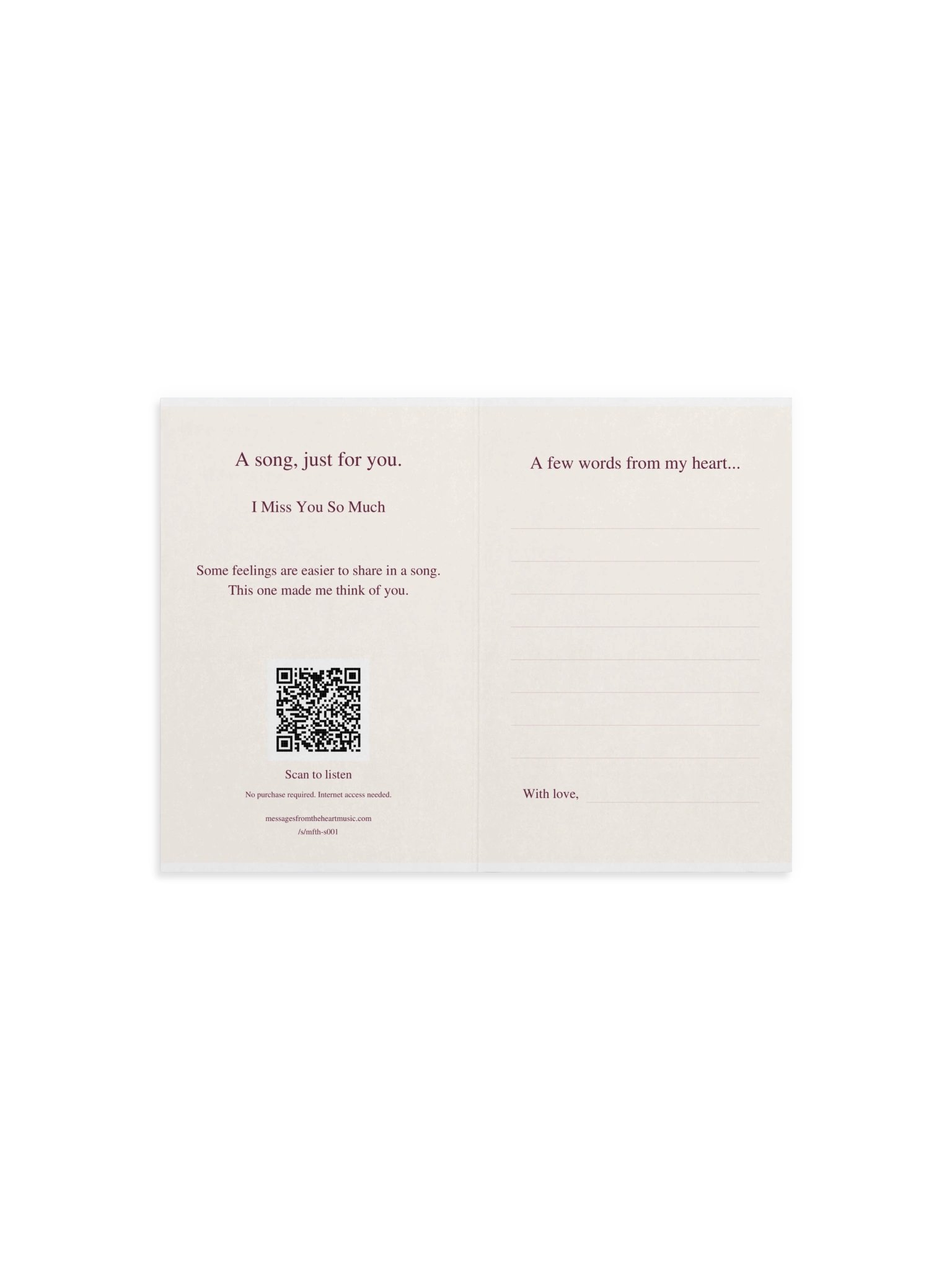 I Miss You So Much — Physical QR Greeting Card product image (4)