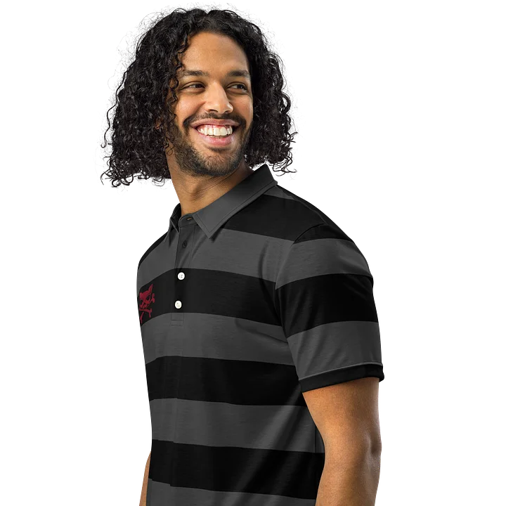 Blaque, Grey and White Stripped Kat Skull Polos product image (2)