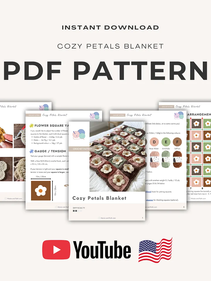 Cozy Petals Blanket Crochet Pattern product image (2)