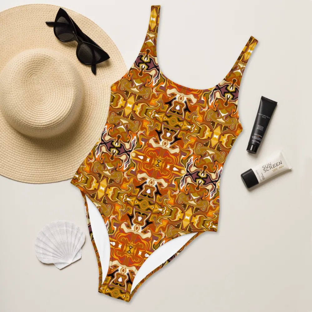 Symmetrical Splendor Brown African Inspired Design Swimsuit product image (8)
