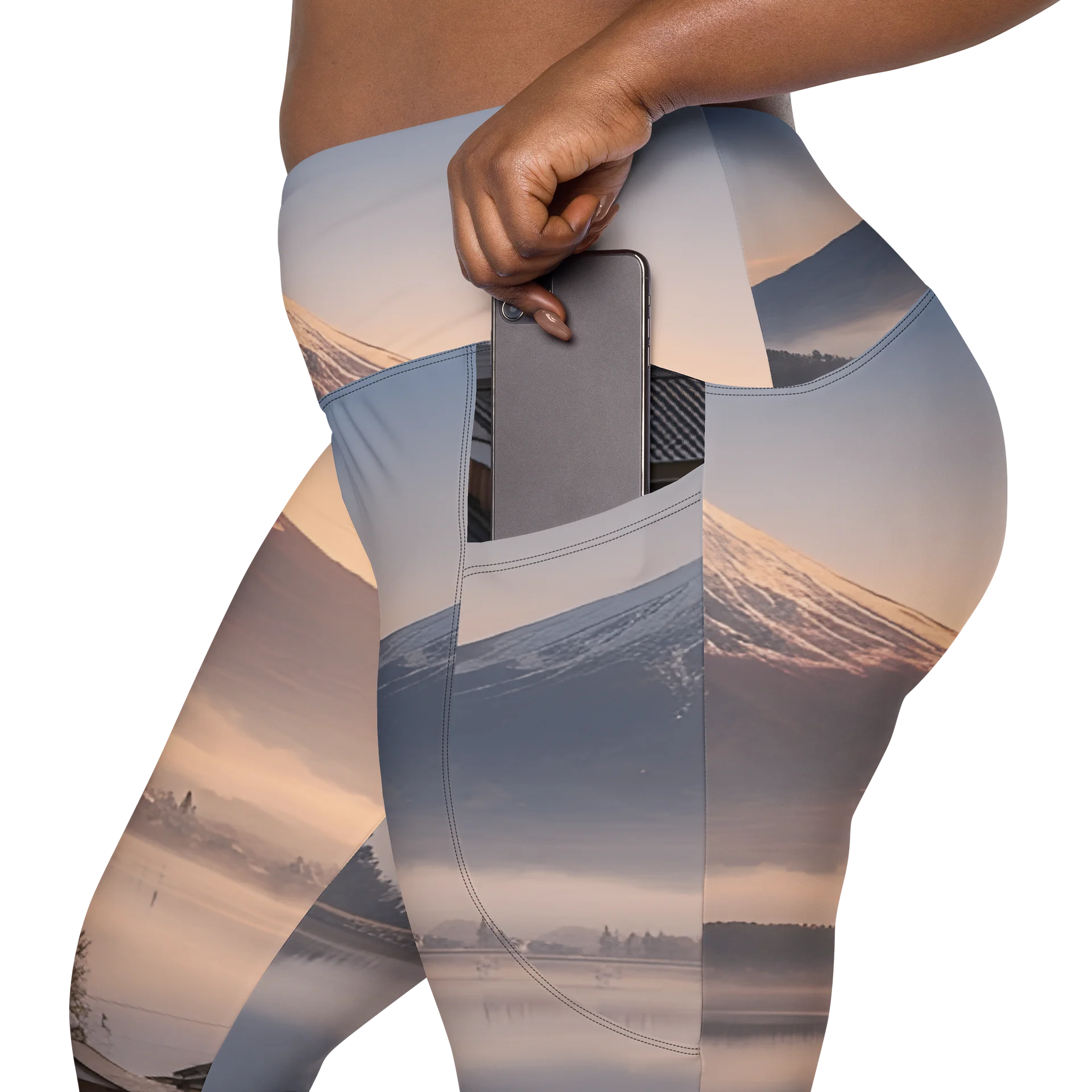 Mount Fuji Crossover Leggings with Pockets | UPF 50+ Activewear product image (10)