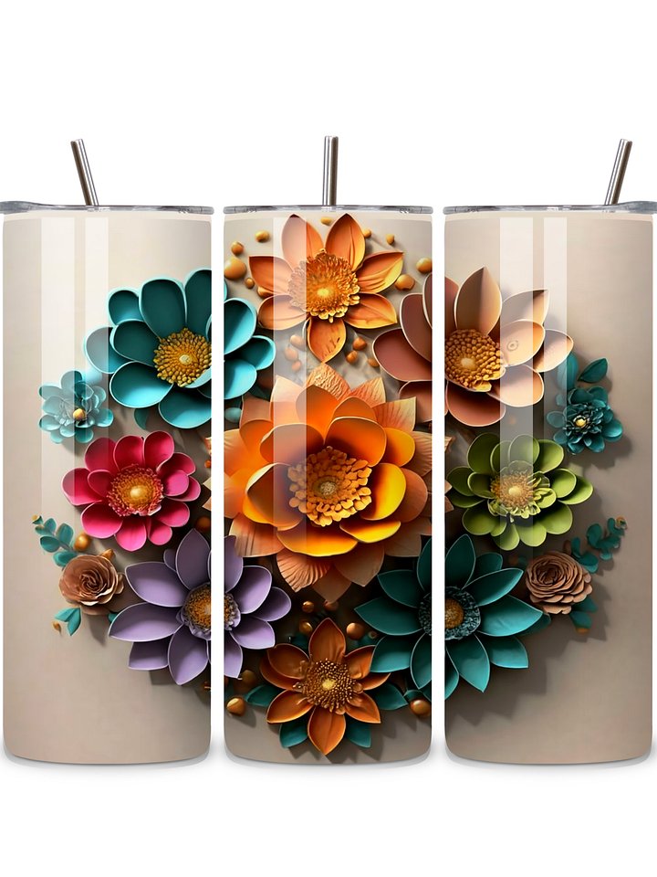 Floral Bloom 20oz Skinny Tumbler with Metal Straw – Vibrant Multicolor Flower Design – Double-Walled Insulated Stainless Steel Tumbler Gift for Flower Lovers and Nature Enthusiasts product image (1)