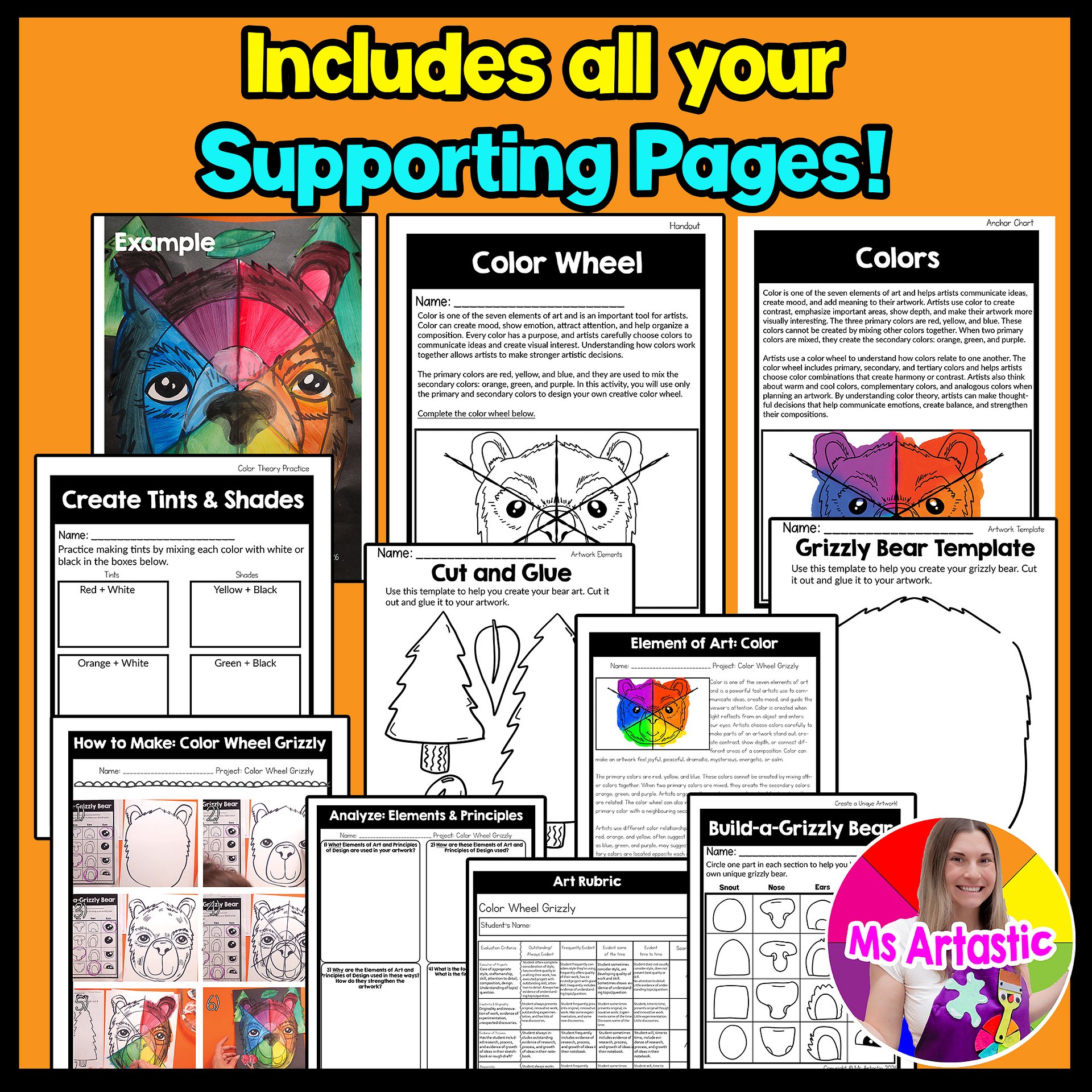 Color Wheel Art Lesson Element of Art Color 5th Grade Color Wheel Art Project product image (4)