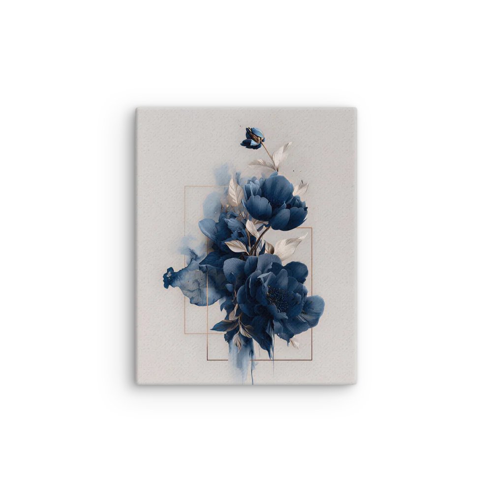 Midnight Bloom – Abstract Floral Art in Blue and Ivory product image (12)