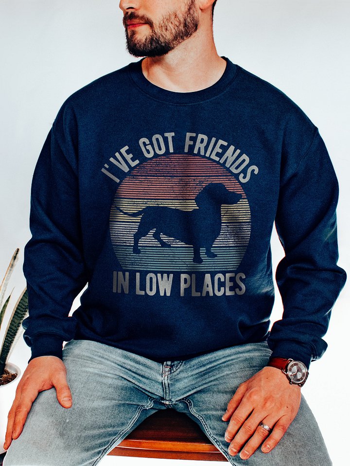I've Got Friends in Low Places Dachshund Sweatshirt | Funny Vintage-Style Shirt for Wiener Pawrents product image (2)
