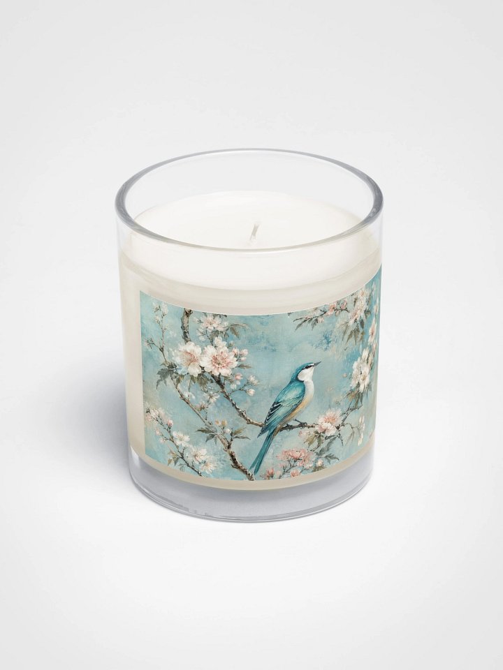 Elegant Chinoiserie Birds & Blossoms Soy Wax Candle - Antique Floral Glass Decor product image (2)