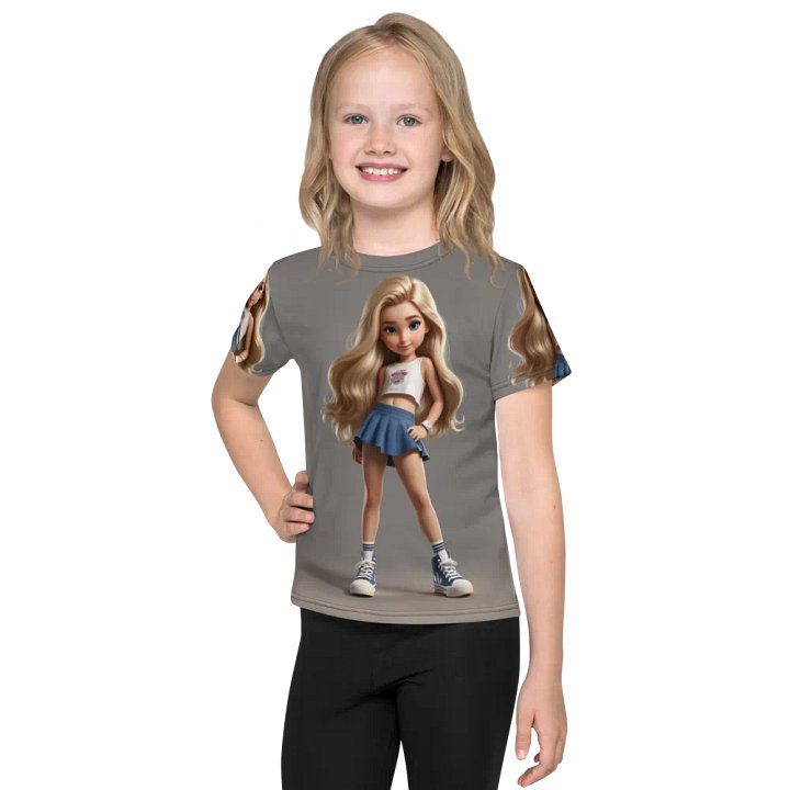 Fitness Barbie White & Blue Kids Crew Neck T-Shirt product image (1)