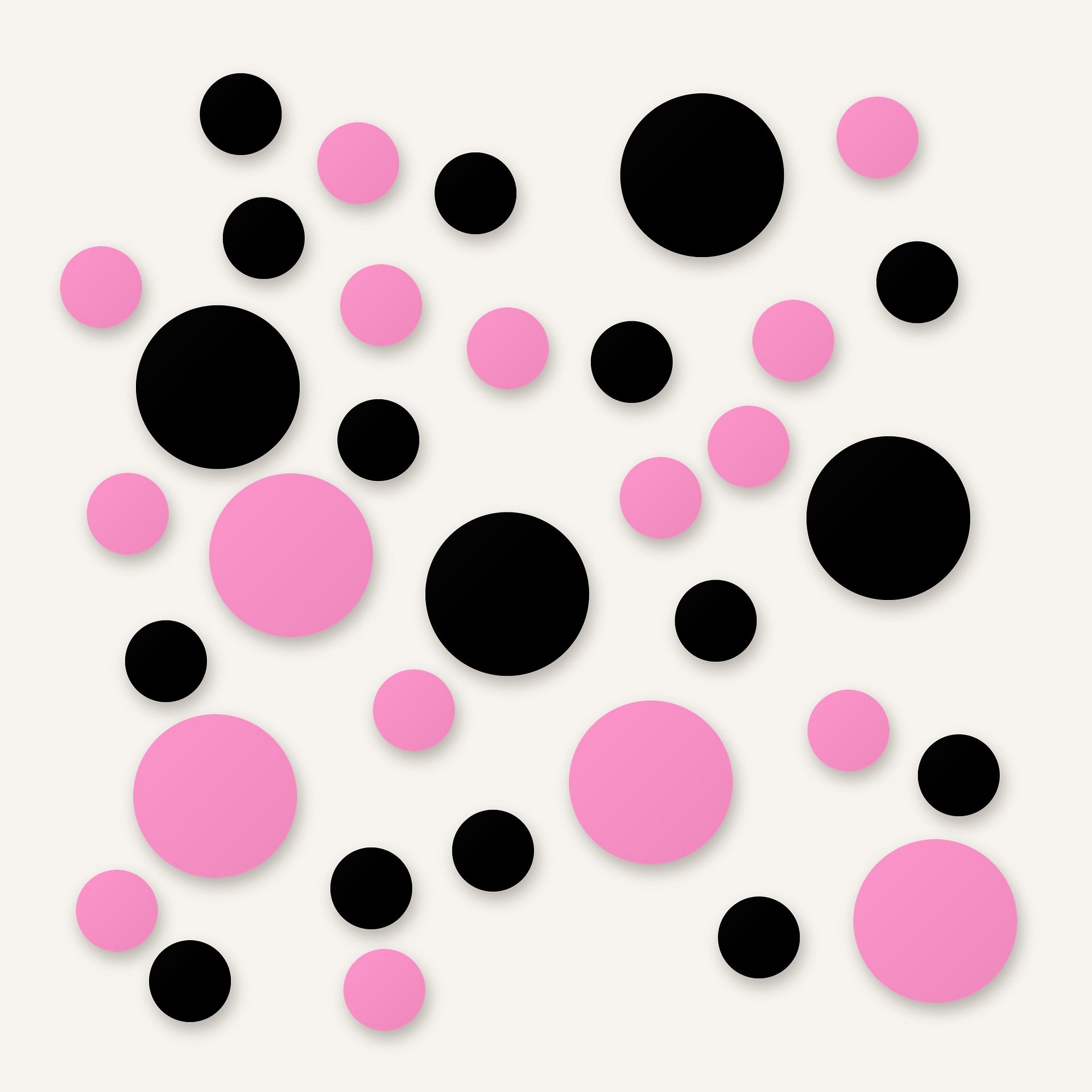 Black and Pink Polka Dot Wall Decals, 2" and 4" Vinyl Circle Stickers, Removable Dot Decals for Nursery, Kids Room, Playroom product image (1)