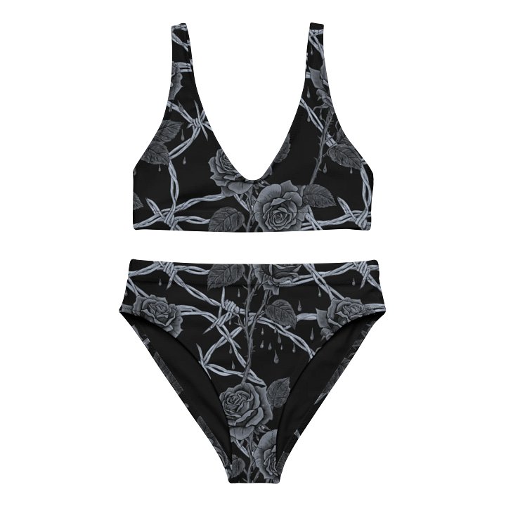 Alternate Design Grayscale Barbed Wire & Roses Bikini product image (1)