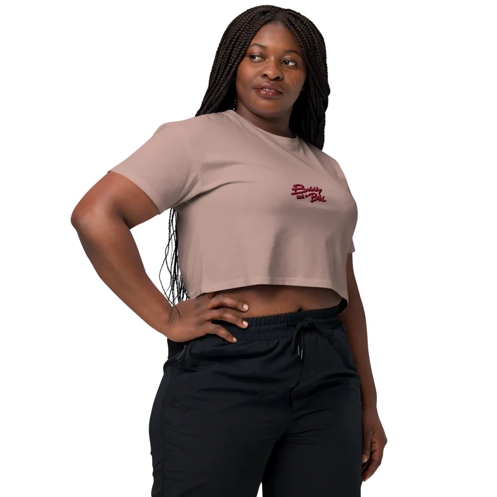 Bubbly and a B*tch (rose shadow design) embroidered cotton crop top product image (22)