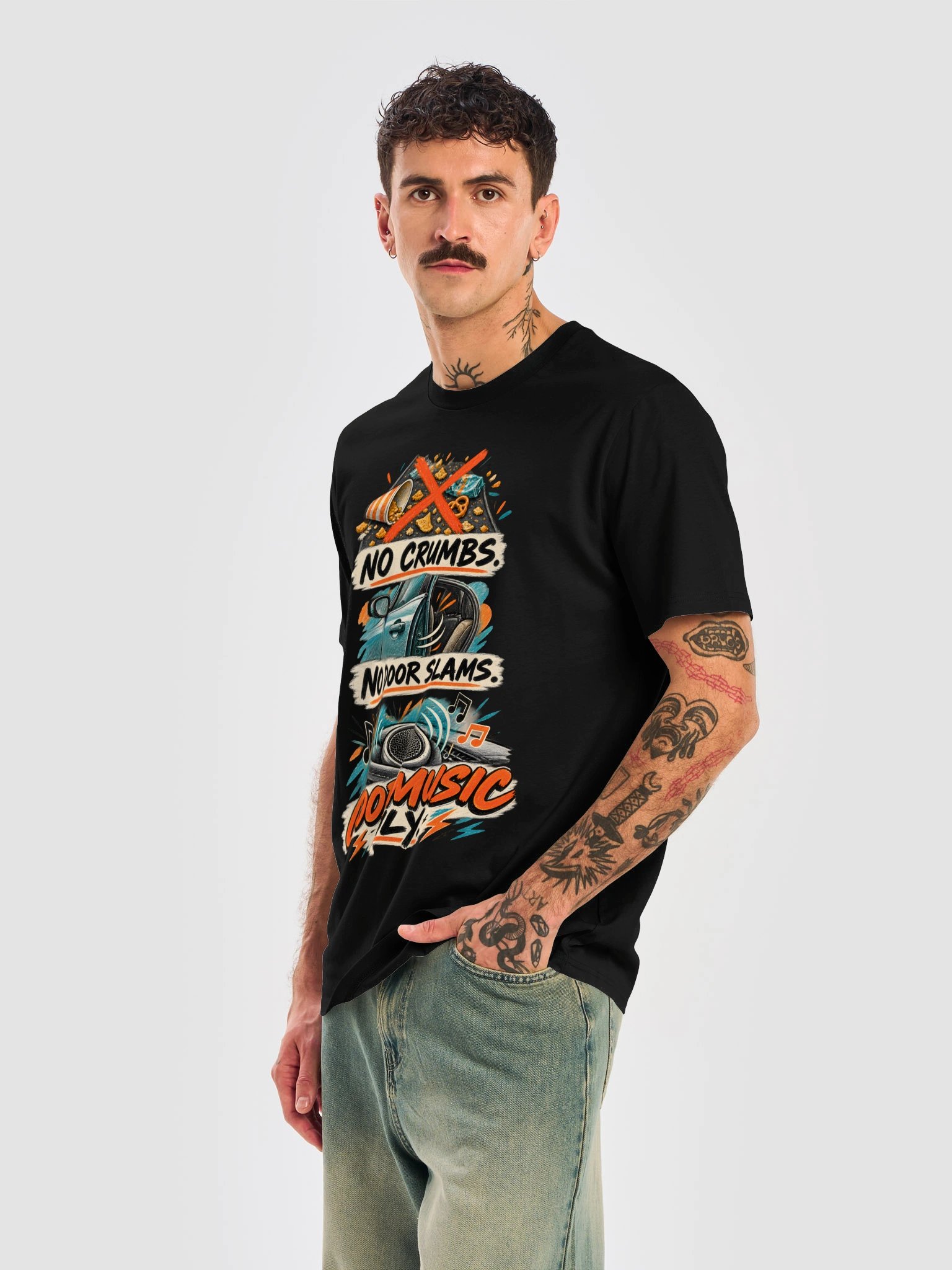 No Crumbs. No Door Slams. Good Music Only. – Retro Car Rules T-Shirt product image (16)