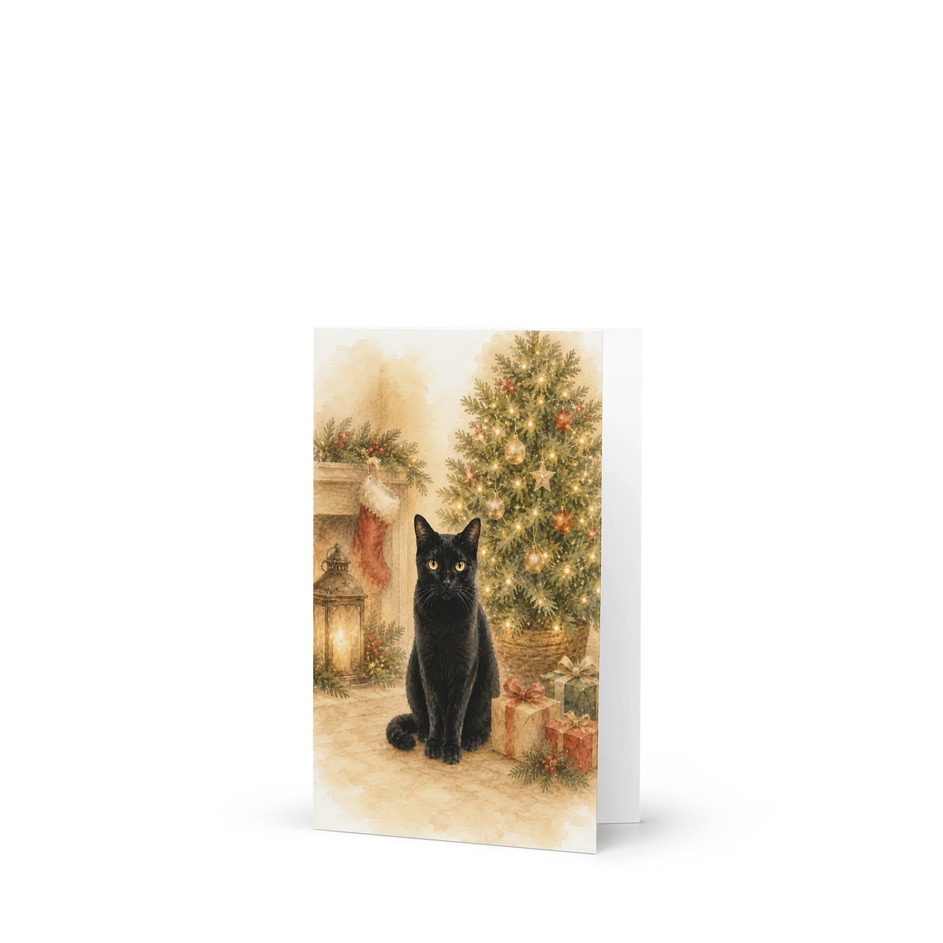 Black Cat Christmas Greeting Card product image (1)