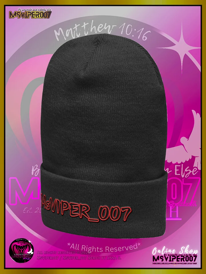 Cuffed Beanie [ Embroidered Design(s) ] - "MsViper_007™ Brand [red/blk] - Support&Sport" Stylish Beanie by Anna H. product image (2)